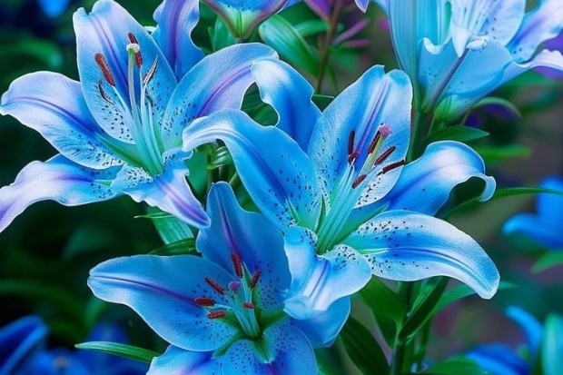 lily biru dengan warna unik dan tampilan elegan yang menarik perhatian pecinta bunga